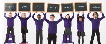 Childre holding chalk boards